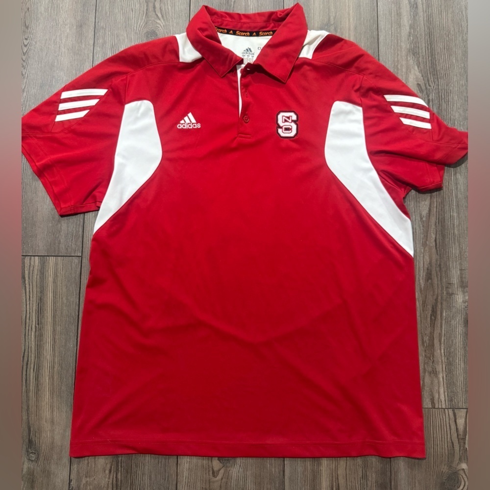 Adidas Scorch ClimaLite Men’s Red White Athletic Polo Shirt Size L Ohio State